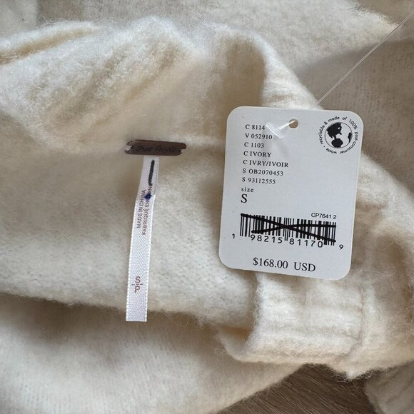 NWT Free People One and Only Pullover Sweater V Neck Wool Oversized Cream Ivory - Picture 5 of 11